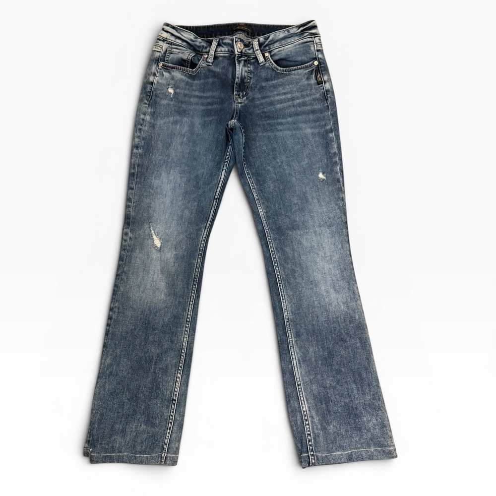 Silver Jeans Co Suki Slim Boot Medium Wash Distressed Jeans 29x33 HEMMED 27.5"